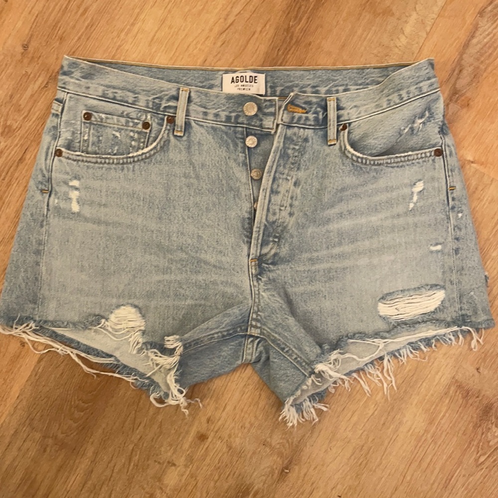 Agolde denim cutoff shorts